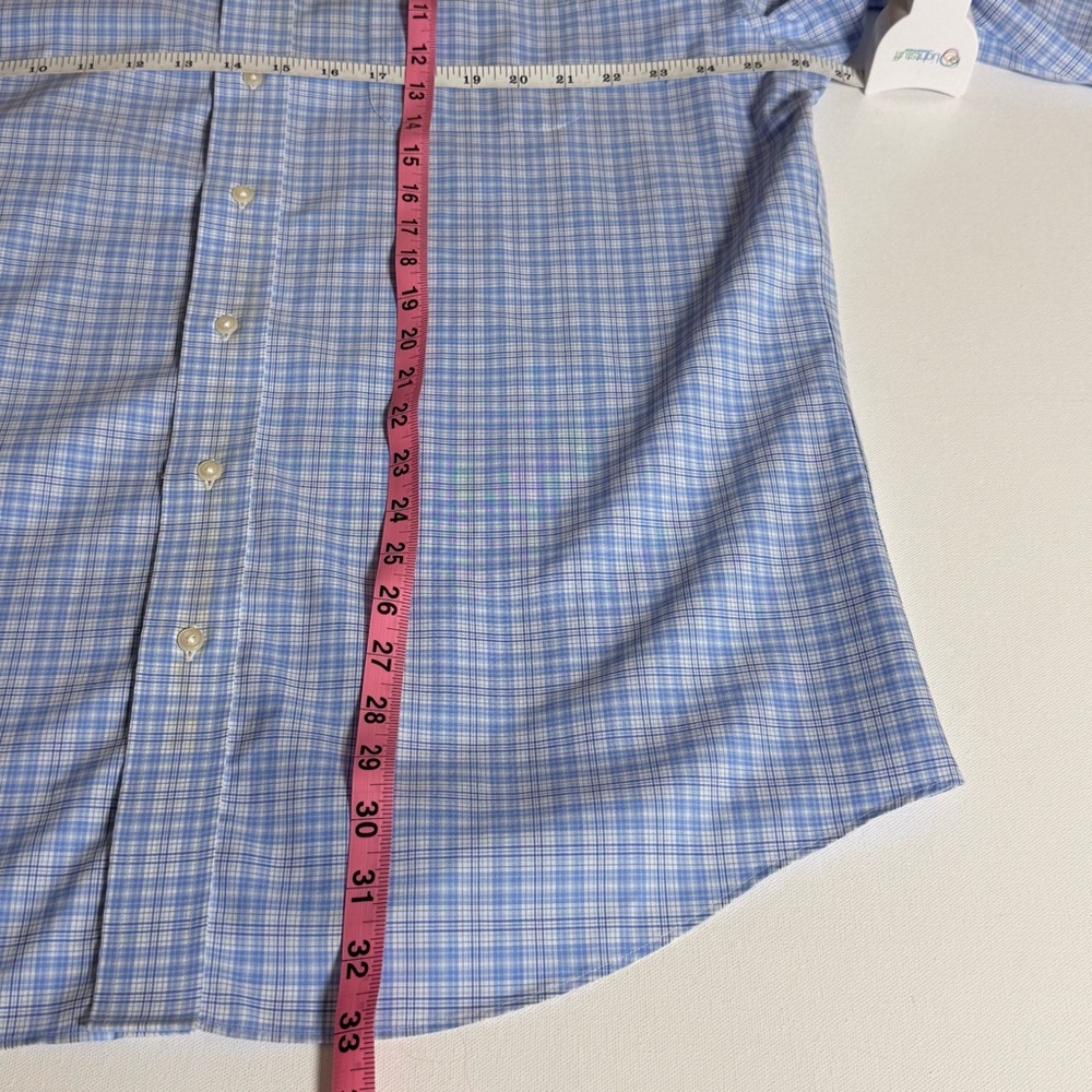 Jos A‎ Bank Traveler Blue Plaid Shirt 17 35 Tailored Fit Cotton - Picture 7 of 8